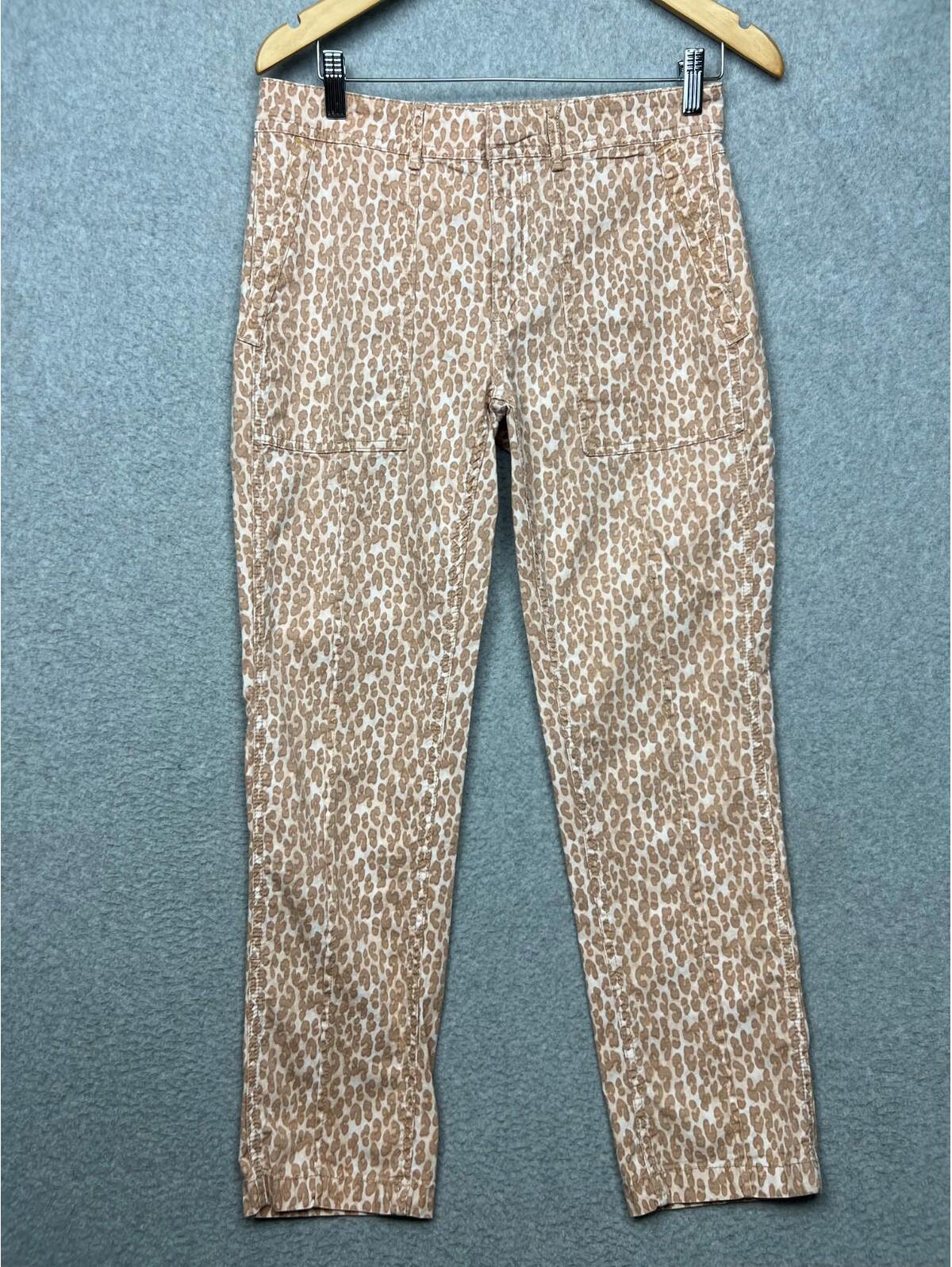 Anthropologie Wanderer Utility Pants Cheetah Print Womens Size 29 Casual